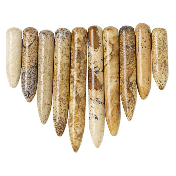 Picture jasper 1pkg10, top-drilled spike fan focal natural graduated 19x5mm-41x5.5mm image number 0