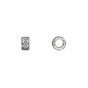 Bead 1pkg50 silver-plated "pewter", 7x4mm heishi / 2sided, antique