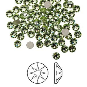 Flat back 144pk peridot foil back, Crystal Passions&reg; 3-3.2mm rose round SS12 2088