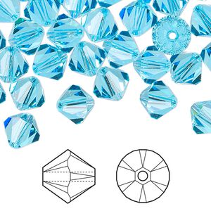Bead 288pk aquamarine, Swarovski&reg; 8mm XILION bicone 5328