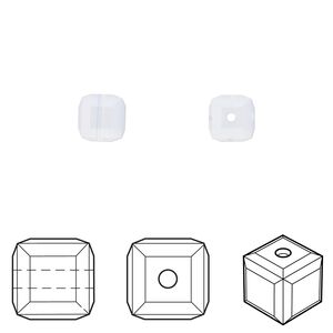 Bead 48pk white opal, Crystal Passions&reg; 6mm cube 5601
