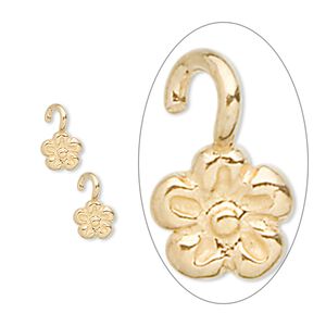 Drop, JBB Findings, gold-finished sterling silver, 5x5mm flower. Sold per pkg of 2.