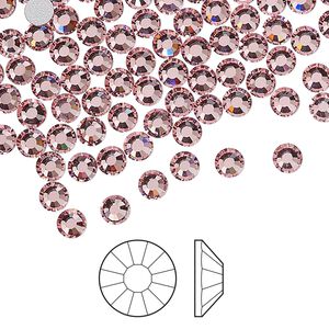 Flat back 1440pk light rose foil back, Preciosa Viva 12&reg; Czech crystal rhinestone 3.8-4mm chaton rose round SS16