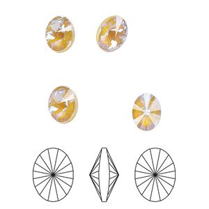 Chaton 6pk crystal ochre DeLite, Crystal Passions&reg; 8x6mm oval rivoli 4122