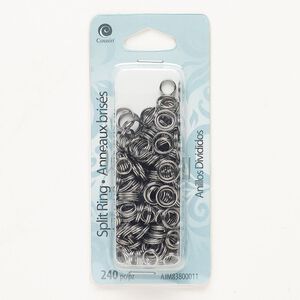 Split ring mix 1pkg240 gunmetal-finished, 6mm & 8mm round, steel