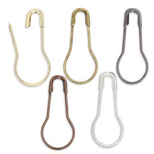 Bail, assorted-finished brass, 22x10mm safety pin with 16mm grip length. Sold per pkg of 500.