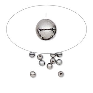 Bead end 1pkg10 gunmetal-plated, 3mm half-drilled round / for memory wire / approx 0.9mm inside diameter, brass