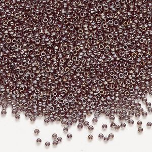 Seed bead, Miyuki, glass, pkg/35g, #15 rocaille, opaque luster gunmetal (RR-436).