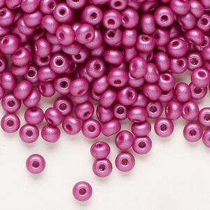 Seed bead, Preciosa Ornela Czech glass, pkg/50g, #6 rocaille, opaque PermaLux dyed purple chalkwhite, (22013).