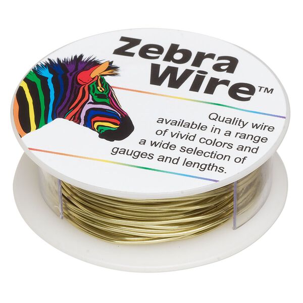 Wire, Zebra Wire&trade;, brass, round, 20 gauge. Sold per 15-yard spool. image number 0