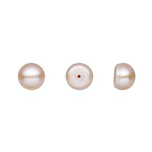 Pearl, White Lotus&trade;, cultured freshwater pearl, mauve, 8mm half-drilled button, B grade, Mohs hardness 2-1/2 to 4. Sold per pair.