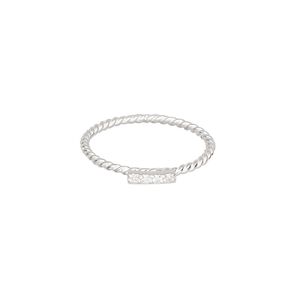 Ring, Create Compliments&reg;, cubic zirconia and sterling silver, clear, 1.5mm wide twisted, size 7. Sold individually.