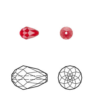 Bead 4pk light Siam, Crystal Passions&reg; 9x6mm teardrop 5500