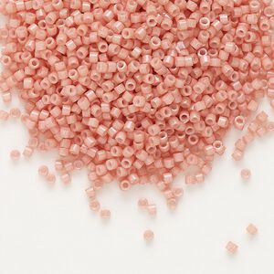 Seed bead, Delica&reg; 1pkg7.5g glass, #11 round, opaque salmon / outside dyed (DB-1363)