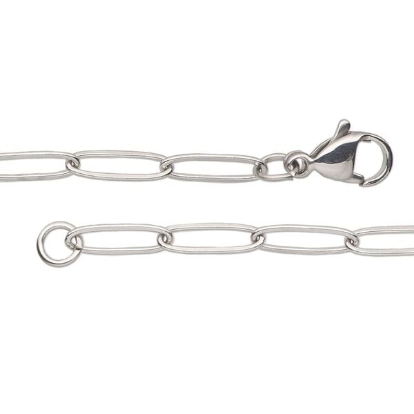 Chain 1pkg1 paperclip, 3.6mm / lobster claw clasp, stainless steel 16 inch image number 0