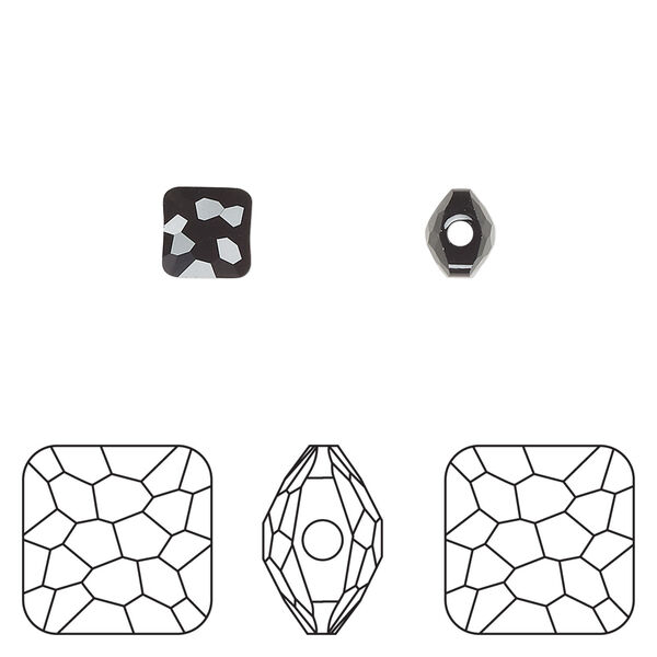 Bead 1pkg288 jet, Swarovski&reg;, 6mm puffed square 5035 image number 0