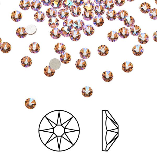 Flat back 144pk light rose shimmer foil back, Crystal Passions&reg; 3-3.2mm rose round SS12 2088 image number 0