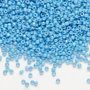 Seed bead, Dyna-Mites&trade;, glass, pkg/1/2kg, #11 round, opaque rainbow turquoise blue, (741R 11/0 RR).