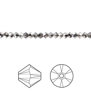 Bead 144pk crystal silver night, Crystal Passions&reg; 3mm bicone 5328