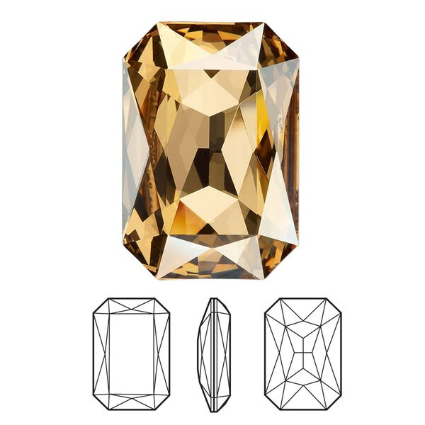 Fancy stone 24pk crystal golden shadow foil back, Swarovski&reg; 27x18.5mm emerald cut 4627 image number 0