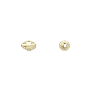 Bead 1pkg100 gold-plated, 7x5mm corrugated double cone, brass
