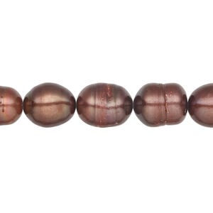Freshwater pearl 1pkg1, rice, 15.5-16 inch dark rhubarb 7-9mm cultured