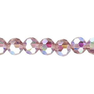 Bead 1pk 32 facets translucent medium purple AB, Celestial Crystal&reg; 8mm round 15.5-16 inch