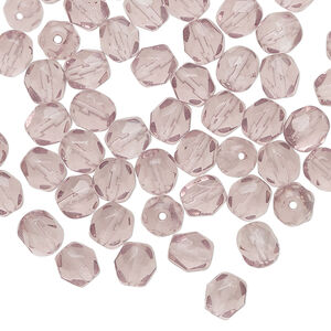 Bead 1pkg60, Czech fire-polished glass, transparent lavender, 6mm faceted round.