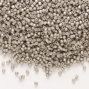 Seed bead, Delica&reg; 1pkg50g glass, #11 round, opaque semi-matte galvanized pewter / outside dyed (DB-1159)