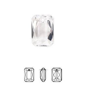 Drop 24pk crystal, Swarovski&reg; 16x11.5mm pendant emerald cut 6435