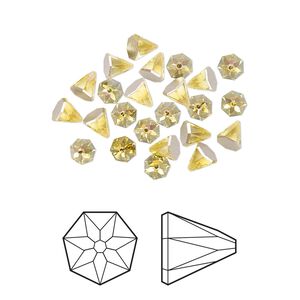 Flat back 24pk light topaz shimmer foil back, Crystal Passions&reg; 4mm round spike 2019