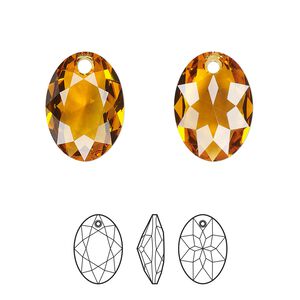 Drop 1pk topaz, Crystal Passions&reg; 16mm pendant elliptic cut 6438