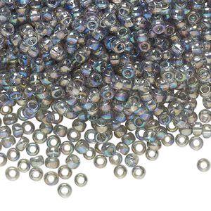 Seed bead, TOHO BEADS&reg;, glass, pkg/250g, #8 round, translucent rainbow black diamond (TR-08-176).