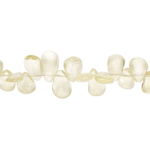 Lemon quartz 1pkg1, hand-cut top-drilled faceted puffed teardrop bead 9 inch 7x5mm-8x6mm image number 0