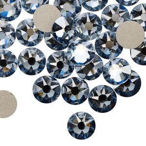 Flat back 12pk crystal blue shade foil back, Crystal Passions&reg; 7.07-7.27mm rose round SS34 2088