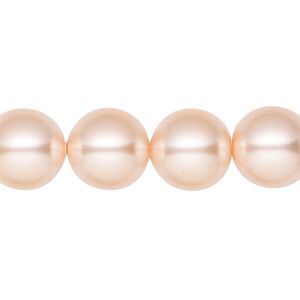 Pearl 10pk peach, Crystal Passions&reg; 12mm round 5811