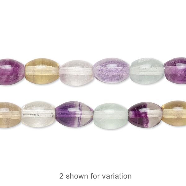 Multi-fluorite 1pkg1, oval bead natural 15.5-16 inch 8x6mm image number 0