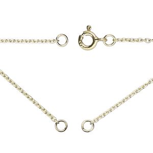 Chain 1pkg1 sterling silver cable, 1.2mm necklace component / 3.5mm jump ring / springring clasp, "vermeil" 16.75 inch