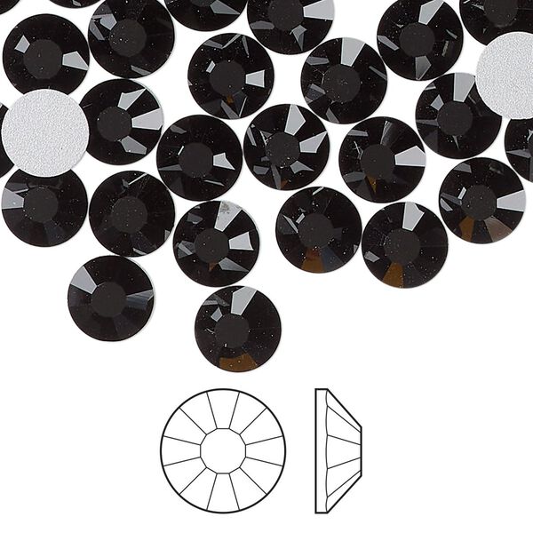 Flat back 12pk jet foil back, Preciosa Viva 12&reg; Czech crystal rhinestone 7-7.3mm chaton rose round SS34 image number 0