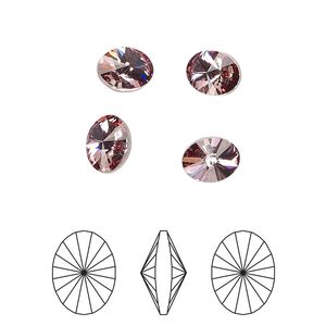 Chaton 6pk crystal antique pink foil back, Crystal Passions&reg; 8x6mm oval rivoli 4122