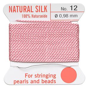 Thread, Griffin, silk, dark pink, size #12. Sold per 2-meter card (approximately 78 inches).