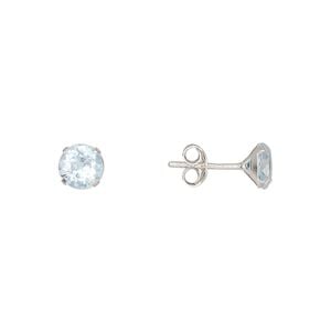 Earstud, Create Compliments&reg;, sterling silver and topaz (irradiated), 6mm round. Sold per pair.