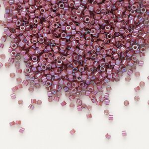 Seed bead, Delica&reg;, glass, pkg/250g, #11 round, opaque metallic gold iris raspberry (DB-1015).