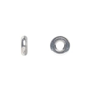 Bead, Czech pressed glass, silver, 9.5x3mm ring. Sold per pkg of 50.