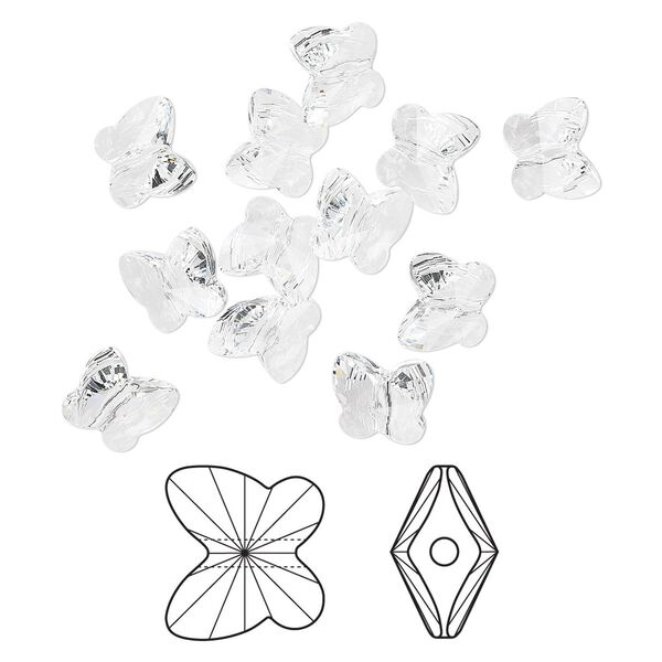 Bead 288pk crystal, Swarovski&reg; 10x9mm butterfly 5754 image number 0