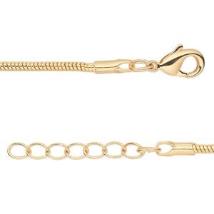 Chain 1pkg2 snake, 2mm / lobster claw clasp, gold-finished brass 24 inch