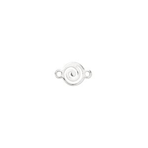 Link, silver-plated brass, 7mm swirl round. Sold per pkg of 100.