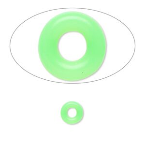 Component, Oh! Ring&trade;, silicone, neon green, 7mm round with 3mm hole. Sold per pkg of 300.