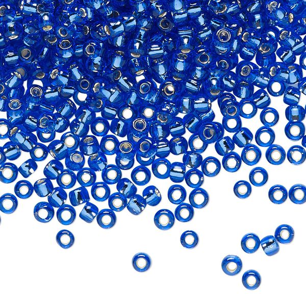 Seed bead, TOHO BEADS&reg;, glass, pkg/7.5g, #8 round, transparent silver-lined sapphire (TR-08-35). image number 0