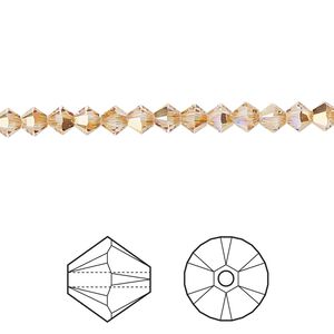 Bead 144pk crystal metallic sunshine, Crystal Passions&reg; 4mm bicone 5328